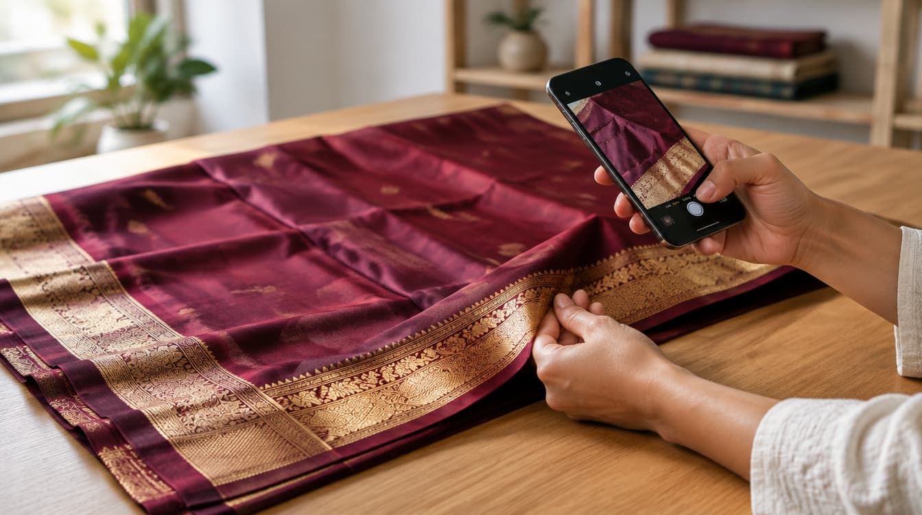 Silk sarees documented and prepared for specialist care